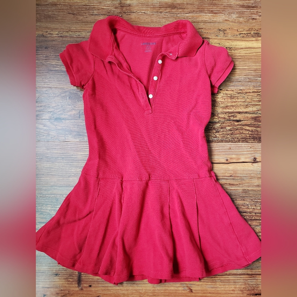 Red Sporty Tennis Style Girls Dress, Summer, 4th Of July, Collared, Sz. 5